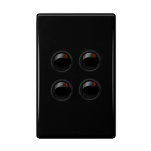 Excel Life 16AX 2 Way Single Pole Double Throw Vertical Rocker Switch 4 Gang Black