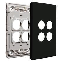 Excel Life EM Series Grid & Plate 4 Gang Black