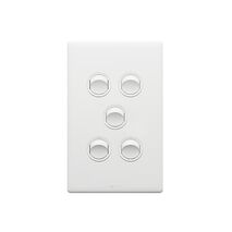 Excel Life 16A 2 Way Single Pole Double Throw Vertical Rocker Switch 5 Gang Matt White