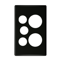Excel Life Vertical Double Powerpoint Coverplate with Extra Function Hole Black