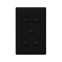 Linea - Vertical rocker switch - Single Pole Double Throw - 5 gang 2 way 240V a.c. black