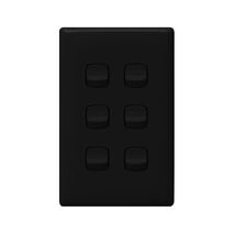 Linea - Vertical rocker switch - Single Pole Double Throw - 6 gang 2 way 240V a.c. black
