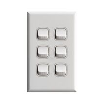 Excel - Vertical rocker switch - Single Pole Double Throw - 6 gang 2 way 10A 240V a.c. white