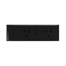 Excel - Horizontal skirting powerpoint 2 gang 10A 240V a.c. with busbar link black