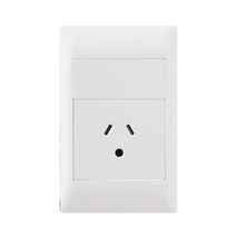 Excel Life - Common plate - Vertical single powerpoint 1 gang 10A 240V a.c. autoswitch with round earth white