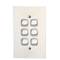Architectural metal - Grid & stainless steel plate 6 gang white