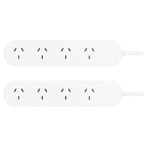 HPM Standard 4 Outlet Powerboard White - Twin Pack