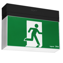 Bolt LED Exit sign snap-fit complete with running man decals - black finish with lithium battery - Galaxy