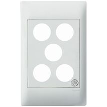 Excel Life - Medical - Common plate - Grid & plate - antimicrobial & chemical resistant 5 gang white