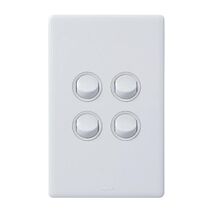 Excel Life 16AX 2 Way Single Pole Double Throw Weatherproof Vertical Rocker Switch 4 Gang Gloss White