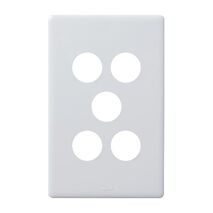 Excel Life EM Series Grid & Plate 5 Gang Gloss White