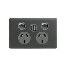 Excel Life 10A Double Powerpoint with Integrated USB Type A+C Chargers Urban Grey