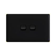 Linea Horizontal rocker switch - Single Pole Double Throw - 2 gang 2 way 10A 240V a.c. black