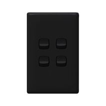 Linea - Vertical rocker switch - Single Pole Double Throw - 4 gang 2 way 240V a.c. black