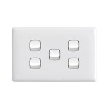Linea Horizontal rocker switch - Single Pole Double Throw - 5 gang 2 way 10A 240V a.c. white