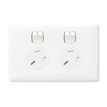 Linea - Horizontal double powerpoint 2 gang 10A 240V a.c. with extra safety white