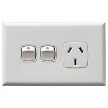 Excel - Single powerpoint 1 gang double pole 10A 240V a.c. with extra switch white