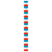 RED WHITE BLUE LABEL CHART EVEN 2 TO 54 FROM BOTTOM