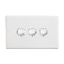 Excel Life 16AX Single Pole Double Throw Horizontal Rocker Switch 3 Gang Gloss White
