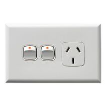 Excel - Horizontal single powerpoint 1 gang 15A 240V a.c. with extra switch white