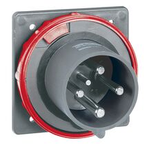 HYPRA - IEC industrial IP66/67 straight panel appliance inlet 3P+N+E 415V a.c. 63A grey