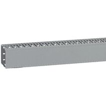 Transcab - Cable grey duct with cover - 2 metre length 80x80mm 2m 12.5mm finger DIN pitch with cover grey