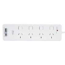 HPM General Purpose 4 Outlet USB Type A&C Charging Switched Powerboard White
