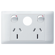 Excel Life - Common plate - Horizontal double powerpoint 2 gang 15A 240V a.c. with extra hole white