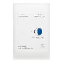 Excel Life - Medical - Common plate - RCD plate 10mA - with power available - antimicrobial & chemical resistant RCD switch - white