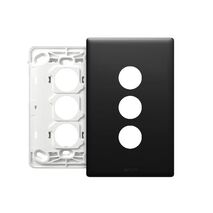 Excel Life EM Series Grid & Plate 3 Gang Matt Black