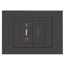 HPM VIVO HDMI + USB Combination Socket Dark Grey