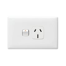 Linea - Horizontal single powerpoint 1 gang 15A 240V a.c. white