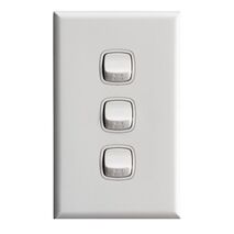 Excel - Vertical rocker switch - Single Pole Double Throw - 3 gang 2 way 10A 240V a.c. gloss white