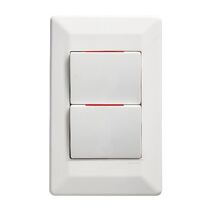 Como - Vertical Single Pole Double Throw - rocker Switch 2 gang 10A 240V a.c. with red line white
