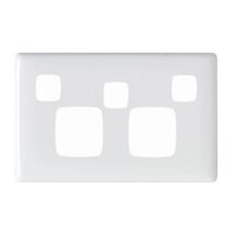 Linea - Powerpoint coverplate 2 gang with extra hole white