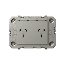 Arteor 770 series - Horizontal double powerpoint autoswitch 2 gang 10A 240V a.c. magnesium