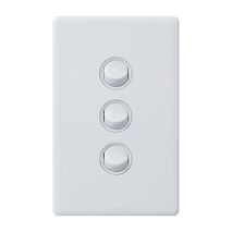 Excel Life 16AX 2 Way Single Pole Double Throw Weatherproof Vertical Rocker Switch 3 Gang Gloss White