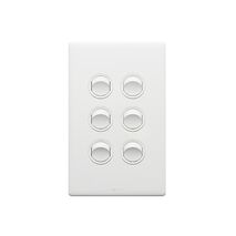 Excel Life 16A 2 Way Single Pole Double Throw Vertical Rocker Switch 6 Gang Matt White