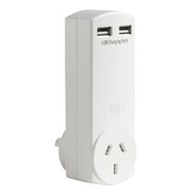 HPM 10A Single Adaptor with Twin USB Charger