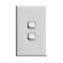 Excel - Vertical Rocker Switch - Single Pole Double Throw - 2 Gang 10A - White