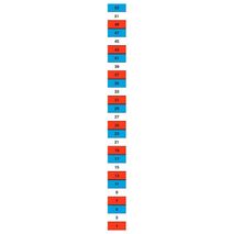 RED WHITE BLUE LABEL CHART ODD 1 TO 53 FROM BOTTOM
