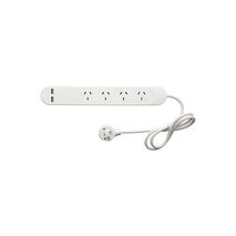HPM Standard 4 Outlet USB Charging Powerboard White