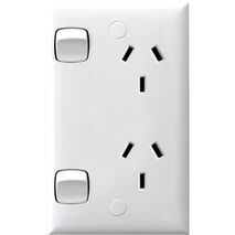 HPM Standard 10A Vertical Double Power Point with Safety Shutters White