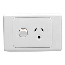2000 Series, Single Switch Socket Outlet, 250V, 10A, Round Earth PIN for Lighting - Red