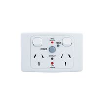 2000 Series, RCD Protected Twin Switch Socket Outlet, 250V, 10A, 2 Pole, 10mA RCD - Red
