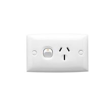 Standard Series, Single Switch Socket Outlet, 250V, 15A, Standard Size, 1 Pole - Red
