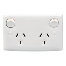Standard Series, Twin Switch Socket Outlet, 250V, 10A, Standard Size, 2 Pole - Red