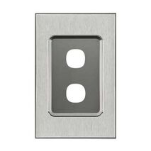 Saturn Series, Switch Grid Plate and Cover, 2 Gang, Vertical/Horizontal Mount - Horizon Silver