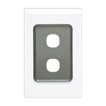 Saturn Series, Switch Grid Plate and Cover, 2 Gang, Vertical/Horizontal Mount - Pure White