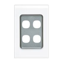 Saturn Series, Switch Grid Plate and Cover, 4 Gang, Vertical/Horizontal Mount - Pure White